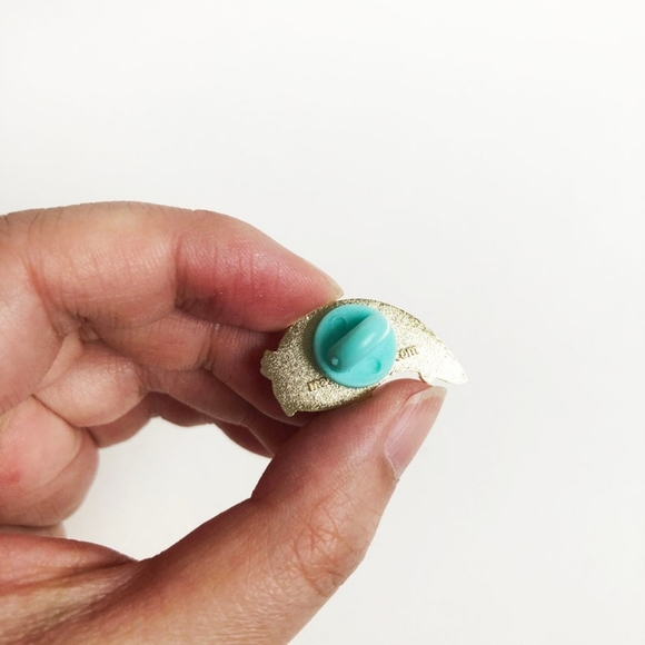 Ruby the Axolotl Pink Enamel Glitter Pin with Ocean Blue Clutch - Picture 2 of 4